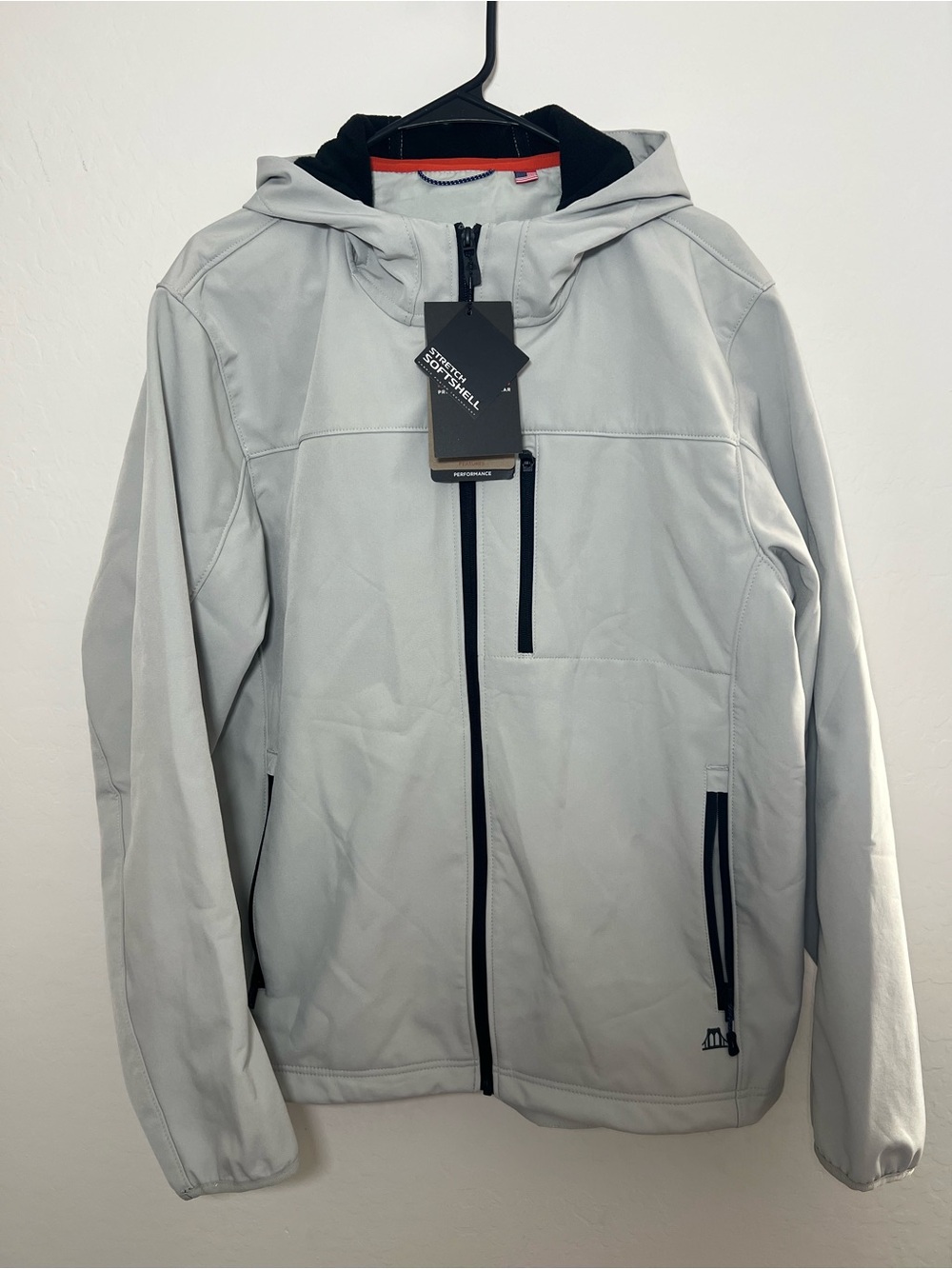 Hawke & Co Light Gray Hooded Performance Softshell Jacket